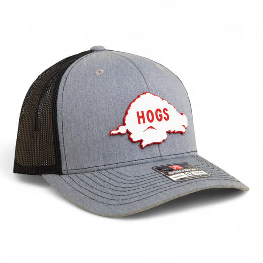 Arkansas Razorbacks Retro HOGS White 3D Snapback Trucker Hat- Heather Grey/ Black