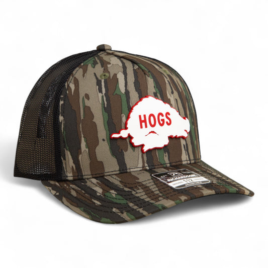 Arkansas Razorbacks Retro HOGS White 3D Snapback Trucker Hat- Realtree Original/ Black