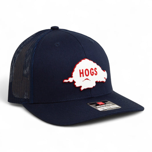 Arkansas Razorbacks Retro HOGS White 3D Snapback Trucker Hat- Navy