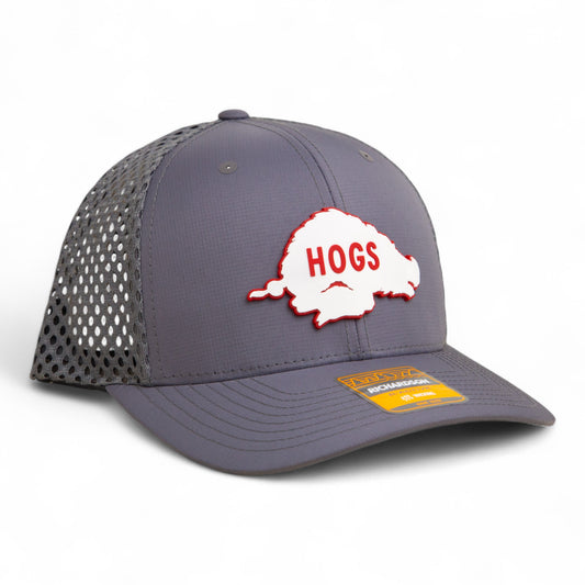 Arkansas Razorbacks Retro HOGS White 3D Snapback Tilikum Trucker Hat- Charcoal