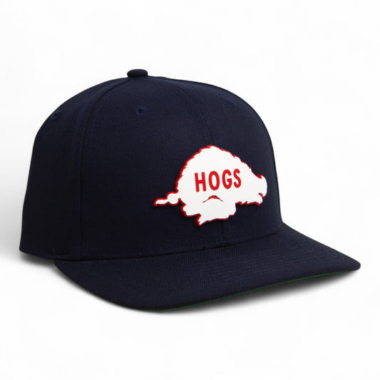 Arkansas Razorbacks Retro HOGS White 3D Snapback Surge Trucker Hat- Navy