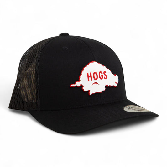 Arkansas Razorbacks Retro HOGS White 3D YP Snapback Trucker Hat- Black
