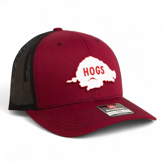 Arkansas Razorbacks Retro HOGS White 3D Snapback Trucker Hat- Cardinal/ Black