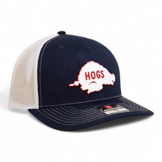 Arkansas Razorbacks Retro HOGS White 3D Snapback Trucker Hat- Navy/ White