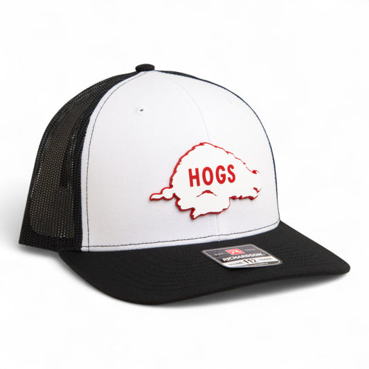 Arkansas Razorbacks Retro HOGS White 3D Snapback Trucker Hat- White/ Black