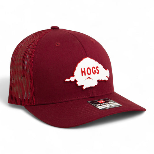 Arkansas Razorbacks Retro HOGS White 3D Snapback Trucker Hat- Cardinal