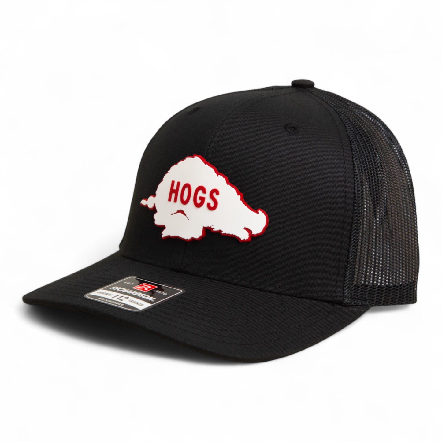 Arkansas Razorbacks Retro HOGS White 3D Snapback Trucker Hat- Black