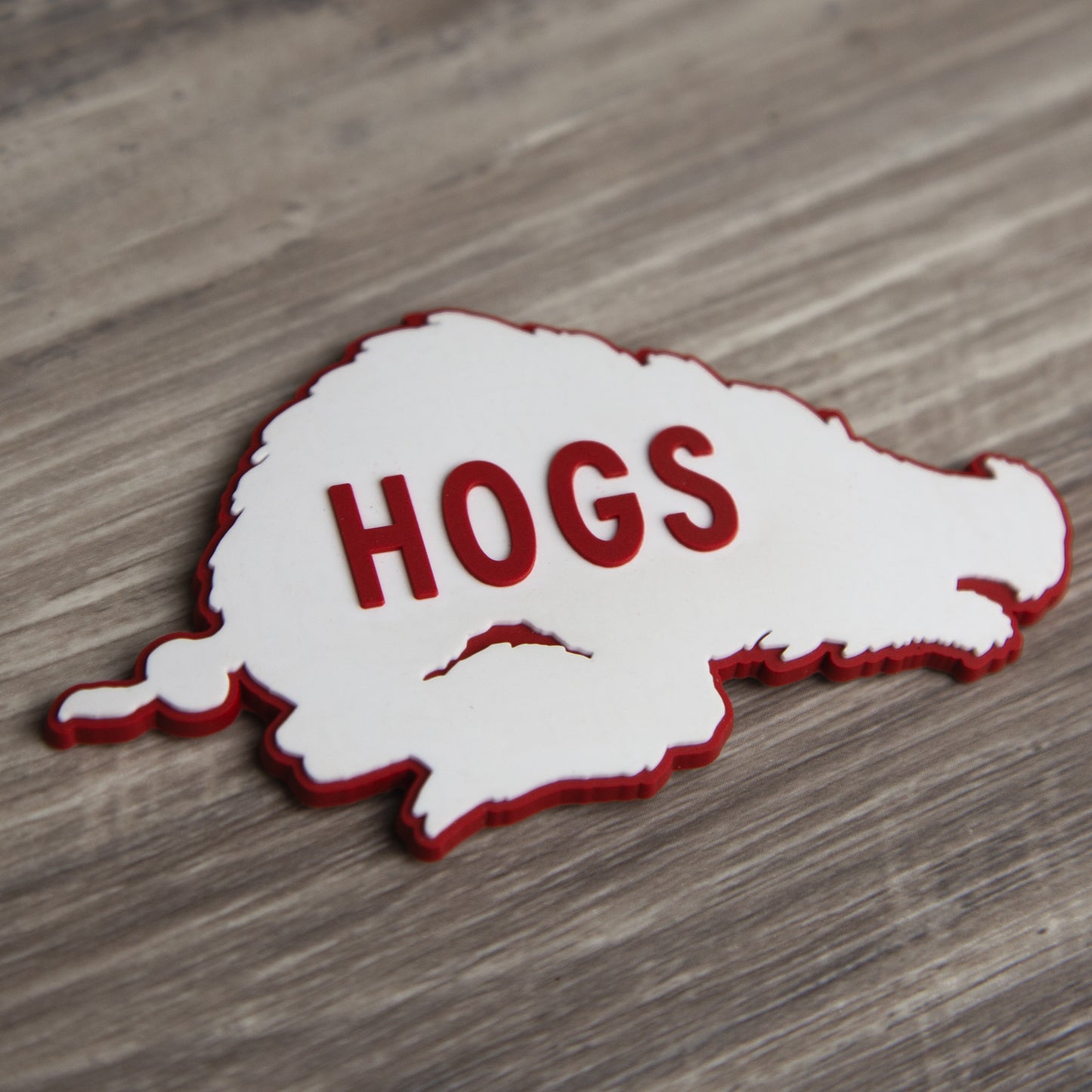 Arkansas Razorbacks Retro HOGS White 3D Snapback Surge Trucker Hat- Red