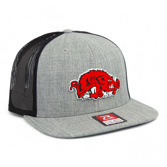 Arkansas Razorbacks Slobbering Hog 3D Wool Blend Flat Bill Hat- Heather Grey/ Black