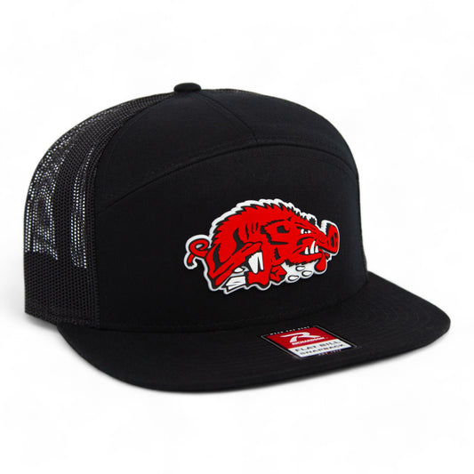 Arkansas Razorbacks Slobbering Hog 3D Snapback Seven-Panel Flat Bill Trucker Hat- Black