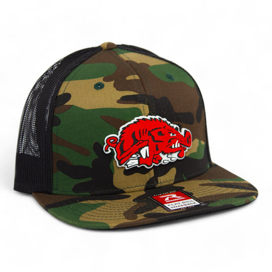 Arkansas Razorbacks Slobbering Hog 3D Wool Blend Flat Bill Hat- Army Camo/ Black
