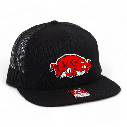 Arkansas Razorbacks Slobbering Hog 3D Wool Blend Flat Bill Hat- Black