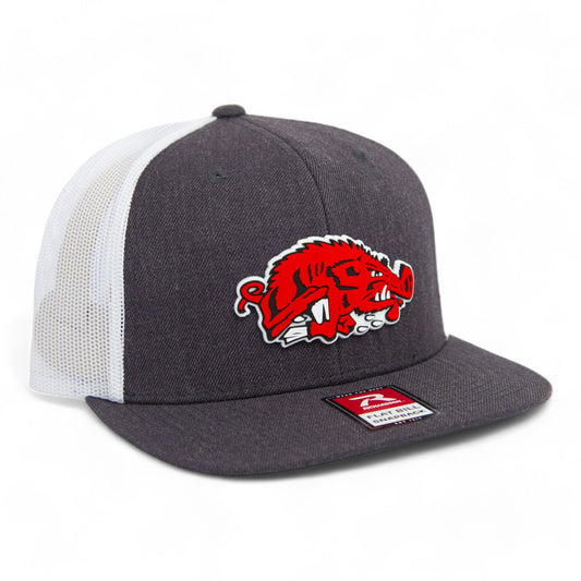 Arkansas Razorbacks Slobbering Hog 3D Wool Blend Flat Bill Hat- Heather Charcoal/ White