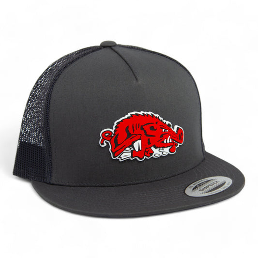 Arkansas Razorbacks Slobbering Hog 3D YP Snapback Flat Bill Trucker Hat- Charcoal/ Black