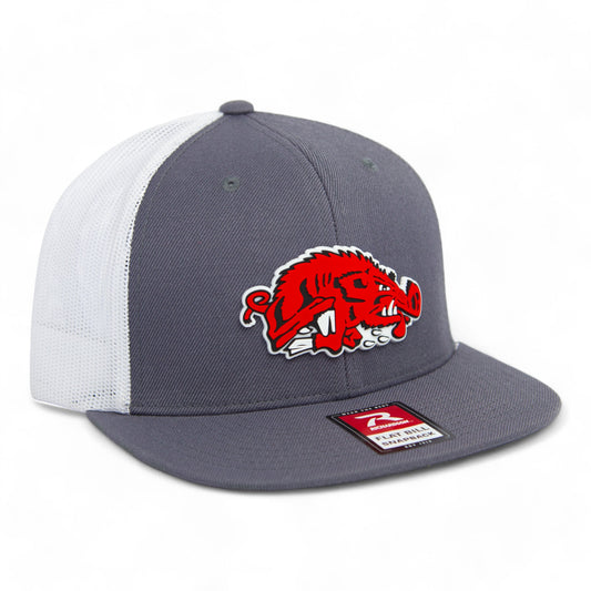 Arkansas Razorbacks Slobbering Hog 3D Wool Blend Flat Bill Hat- Charcoal/ White