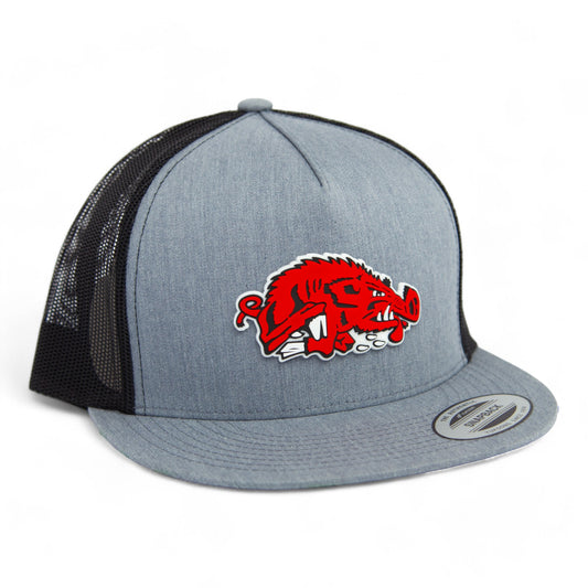 Arkansas Razorbacks Slobbering Hog 3D YP Snapback Flat Bill Trucker Hat- Heather Grey/ Black