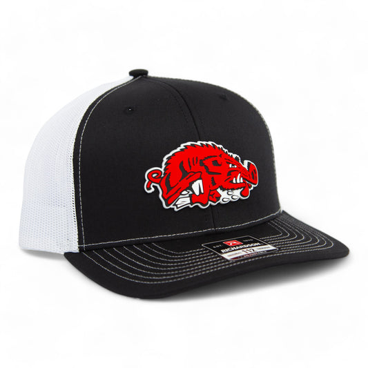 Arkansas Razorbacks Slobbering Hog 3D Snapback Trucker Hat- Black/ White