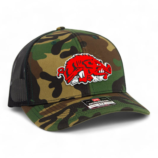 Arkansas Razorbacks Slobbering Hog 3D Snapback Trucker Hat- Army Camo/ Black