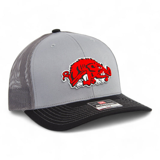 Arkansas Razorbacks Slobbering Hog 3D Snapback Trucker Hat- Grey/ Charcoal/ Black