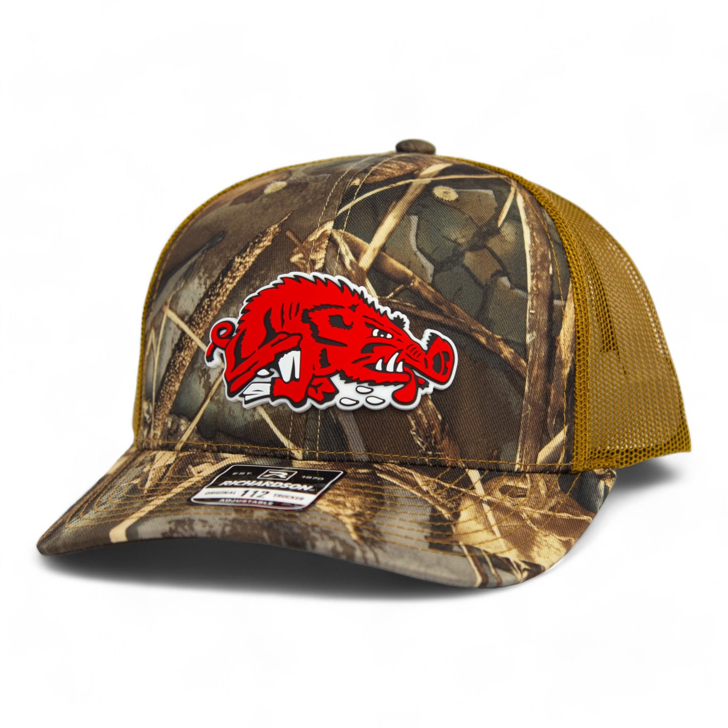 Arkansas Razorbacks Slobbering Hog 3D Snapback Trucker Hat- Realtree Max 7/ Buck
