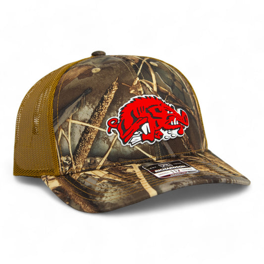 Arkansas Razorbacks Slobbering Hog 3D Snapback Trucker Hat- Realtree Max 7/ Buck