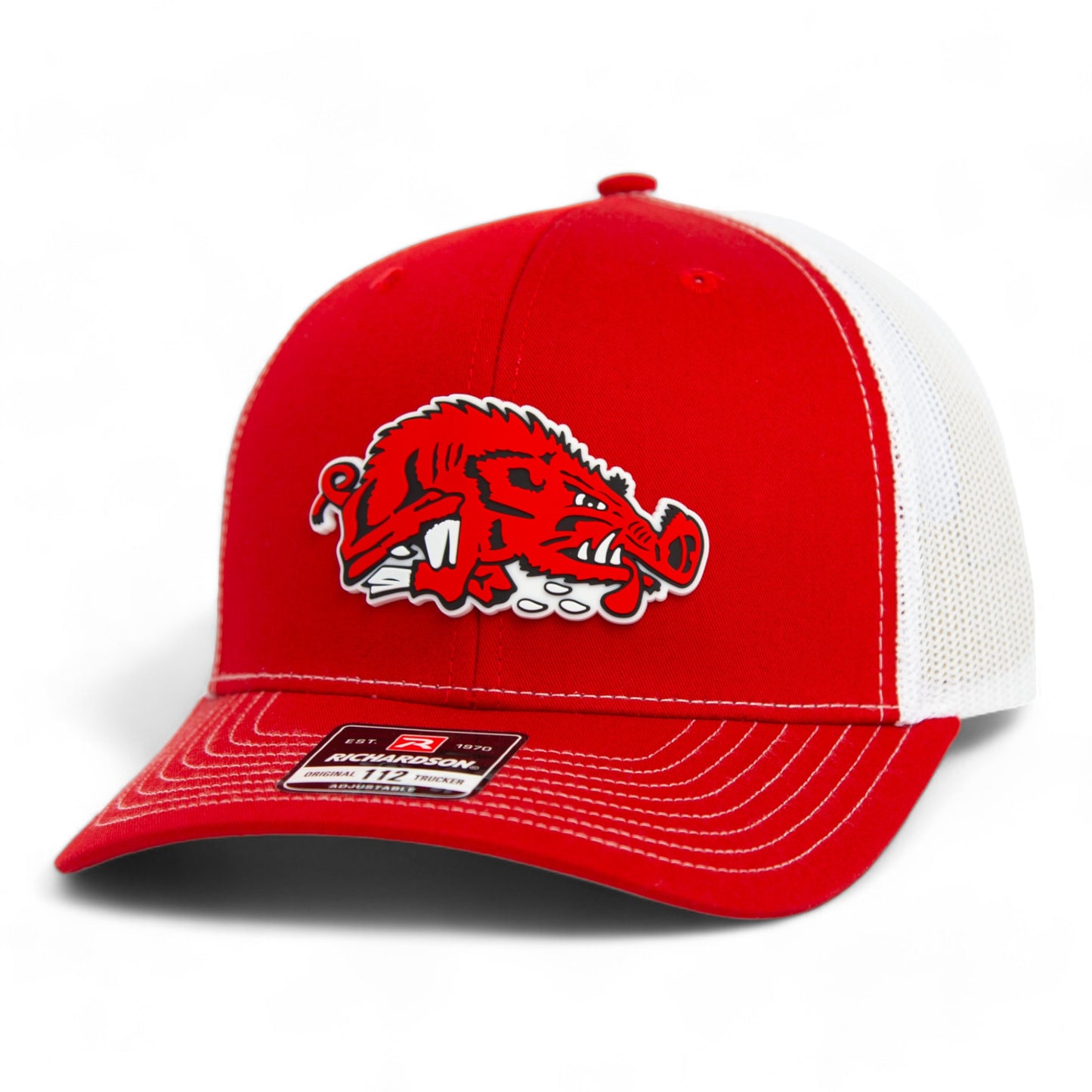 Arkansas Razorbacks Slobbering Hog 3D Snapback Trucker Hat- Red/ White