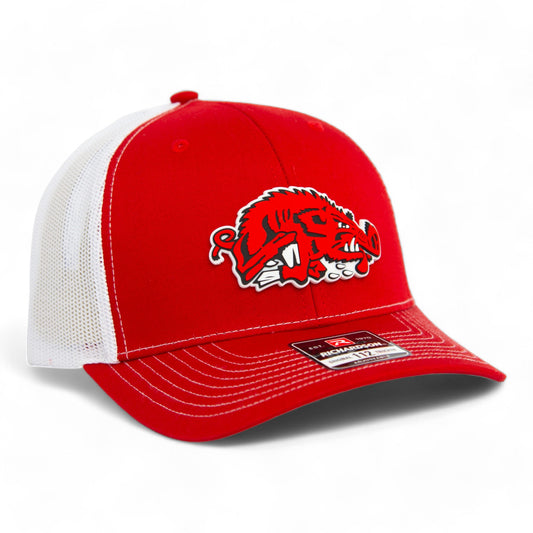 Arkansas Razorbacks Slobbering Hog 3D Snapback Trucker Hat- Red/ White