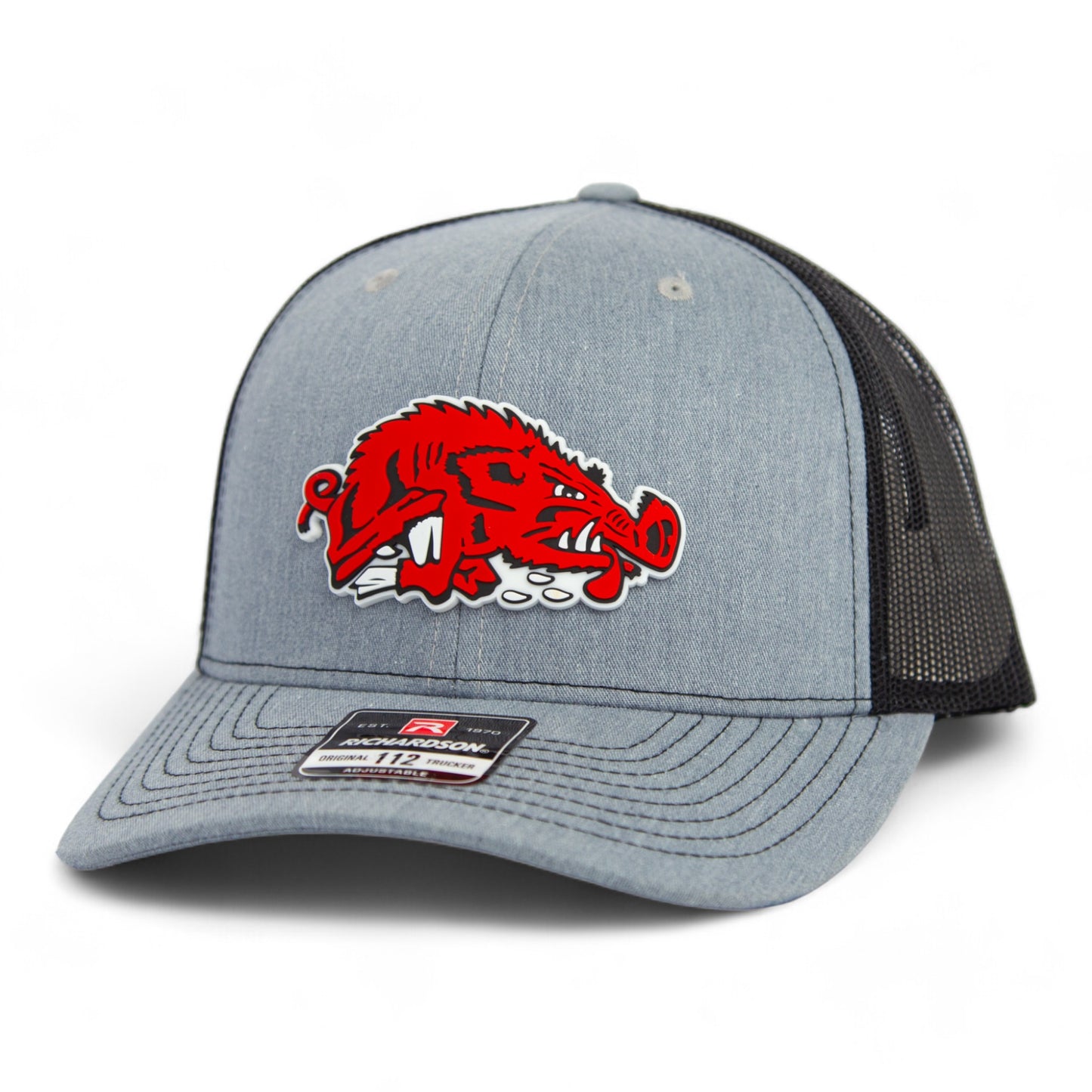 Arkansas Razorbacks Slobbering Hog 3D Snapback Trucker Hat- Heather Grey/ Black