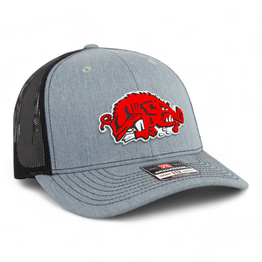 Arkansas Razorbacks Slobbering Hog 3D Snapback Trucker Hat- Heather Grey/ Black