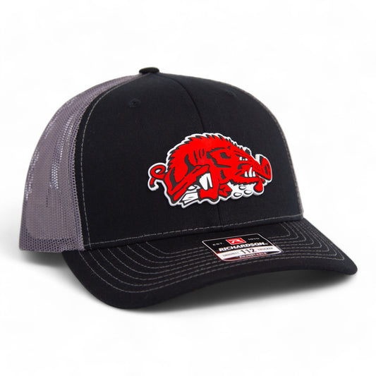 Arkansas Razorbacks Slobbering Hog 3D Snapback Trucker Hat- Black/ Charcoal