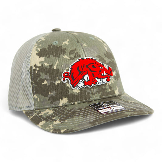 Arkansas Razorbacks Slobbering Hog 3D Snapback Trucker Hat- Military Digital Camo