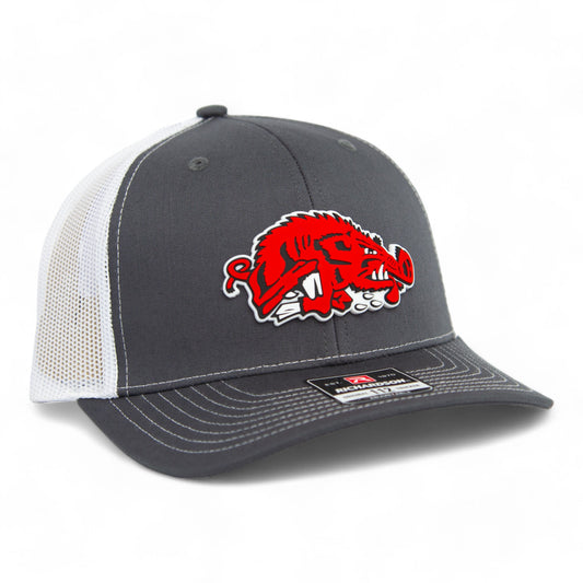Arkansas Razorbacks Slobbering Hog 3D Snapback Trucker Hat- Charcoal/ White
