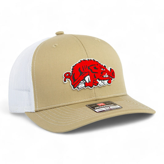 Arkansas Razorbacks Slobbering Hog 3D Snapback Trucker Hat- Tan/ White