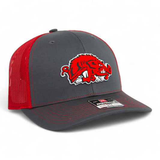 Arkansas Razorbacks Slobbering Hog 3D Snapback Trucker Hat- Charcoal/ Red
