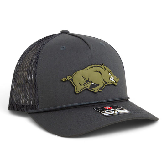 Arkansas Razorbacks Loden Edition 3D Snapback Trucker Rope Hat- Charcoal