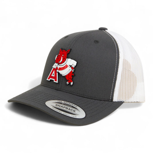 Arkansas Razorbacks Leaning A 3D YP Snapback Trucker Hat- Charcoal/ White