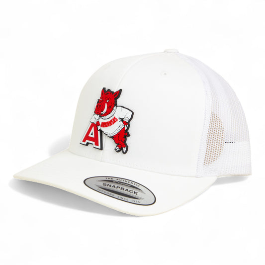Arkansas Razorbacks Leaning A 3D YP Snapback Trucker Hat- White
