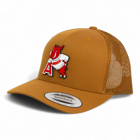 Arkansas Razorbacks Leaning A 3D YP Snapback Trucker Hat- Caramel