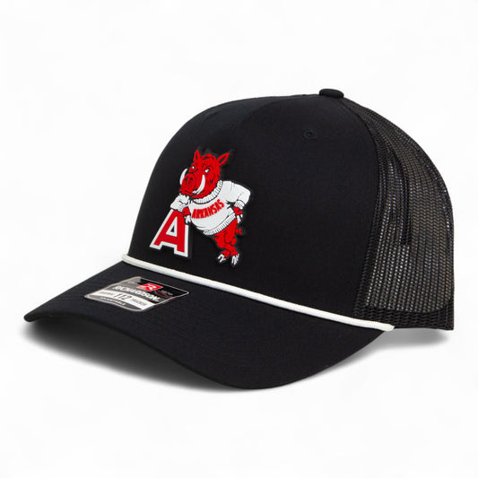 Arkansas Razorbacks Leaning A 3D Snapback Trucker Rope Hat- Black/ White