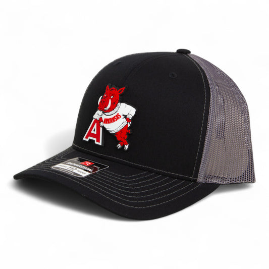 Arkansas Razorbacks Leaning A 3D Snapback Trucker Hat- Black/ Charcoal