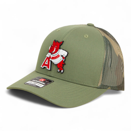 Arkansas Razorbacks Leaning A 3D Snapback Trucker Hat- Loden/ Camo
