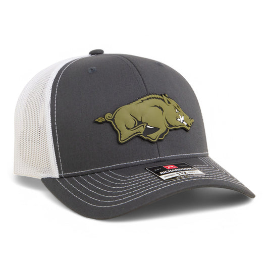Arkansas Razorbacks Loden Edition 3D Snapback Trucker Hat- Charcoal/ White