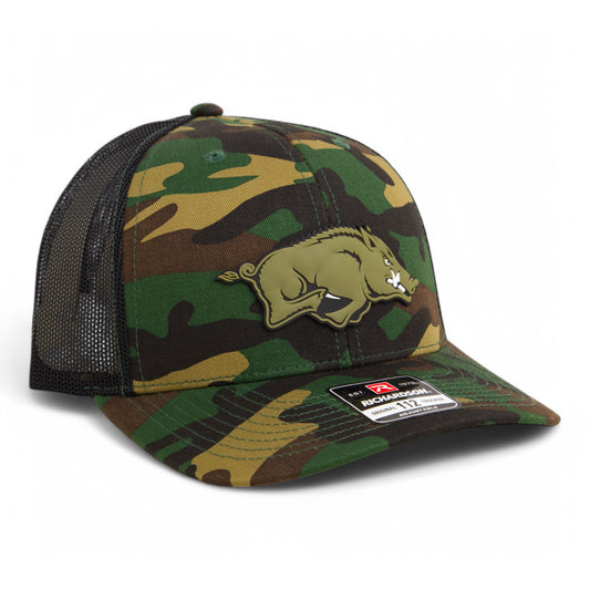 Arkansas Razorbacks Loden Edition 3D Snapback Trucker Hat- Army Camo/ Black