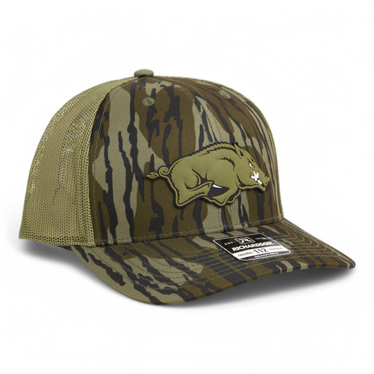 Arkansas Razorbacks Loden Edition 3D Snapback Trucker Hat- Mossy Oak Bottomland/ Loden