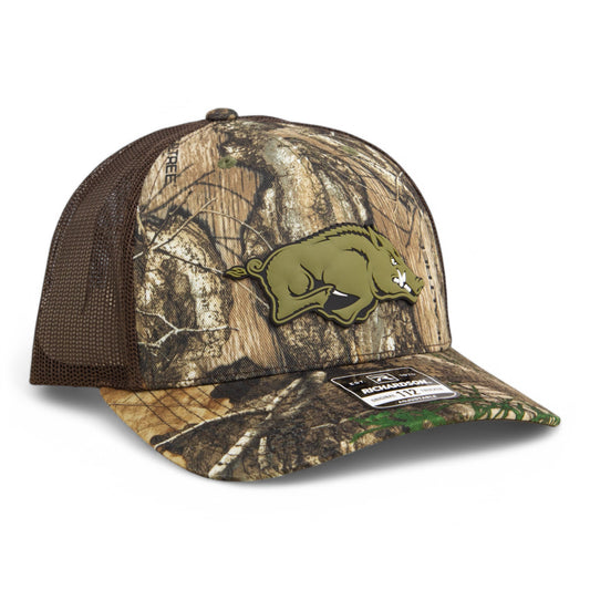 Arkansas Razorbacks Loden Edition 3D Snapback Trucker Hat- Realtree Edge/ Brown
