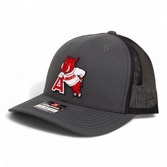 Arkansas Razorbacks Leaning A 3D Snapback Trucker Hat- Charcoal/ Black