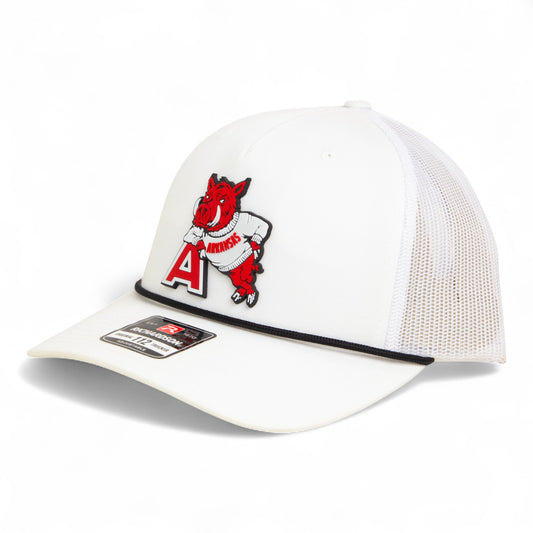 Arkansas Razorbacks Leaning A 3D Snapback Trucker Rope Hat- White/ Black