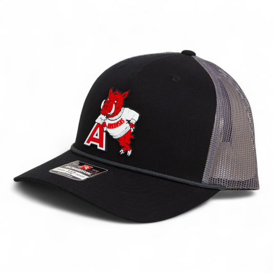 Arkansas Razorbacks Leaning A 3D Snapback Trucker Rope Hat- Black/ Charcoal