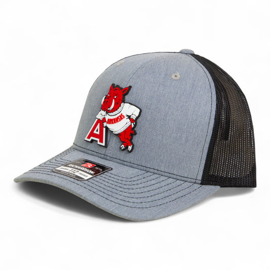 Arkansas Razorbacks Leaning A 3D Snapback Trucker Hat- Heather Grey/ Black