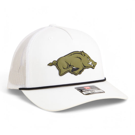 Arkansas Razorbacks Loden Edition 3D Snapback Trucker Rope Hat- White/ Black